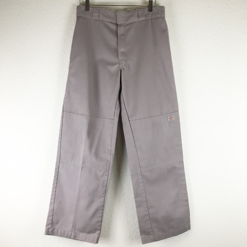 Dickies Loose Fit Double Knee Work Pants Straight Leg High Rise Silver 32x32